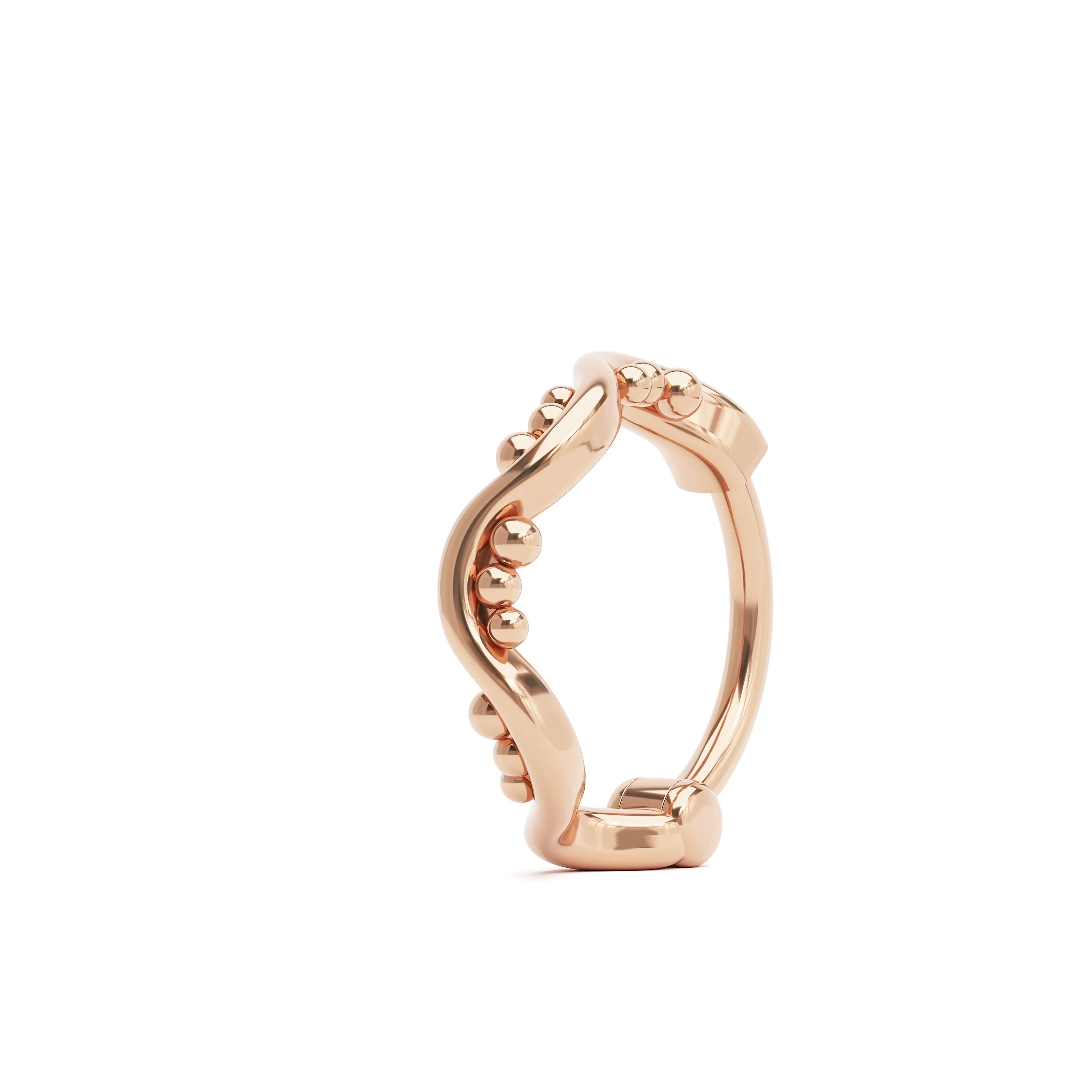 14K Gold Curved Granule Nose Ring