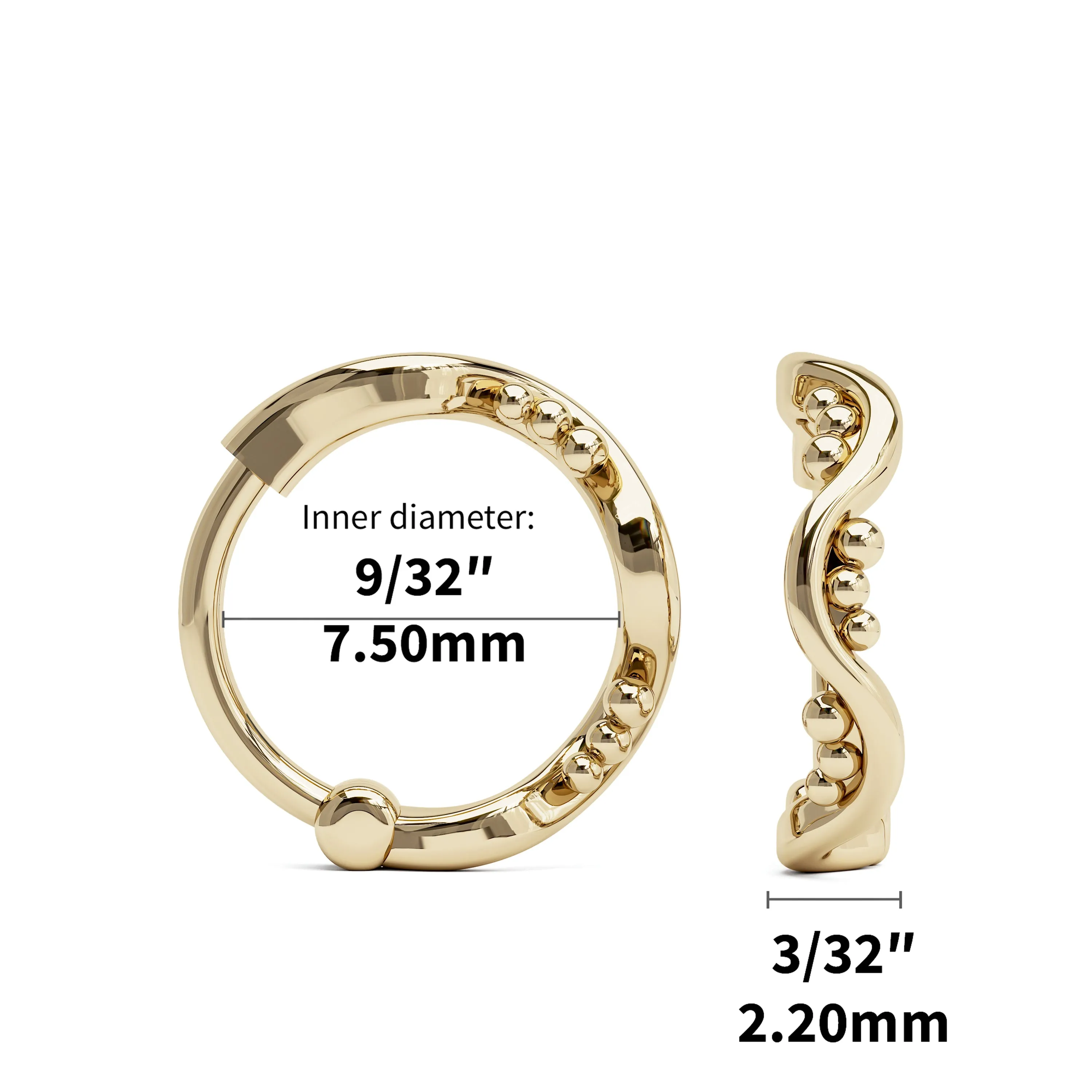 14K Gold Curved Granule Nose Ring