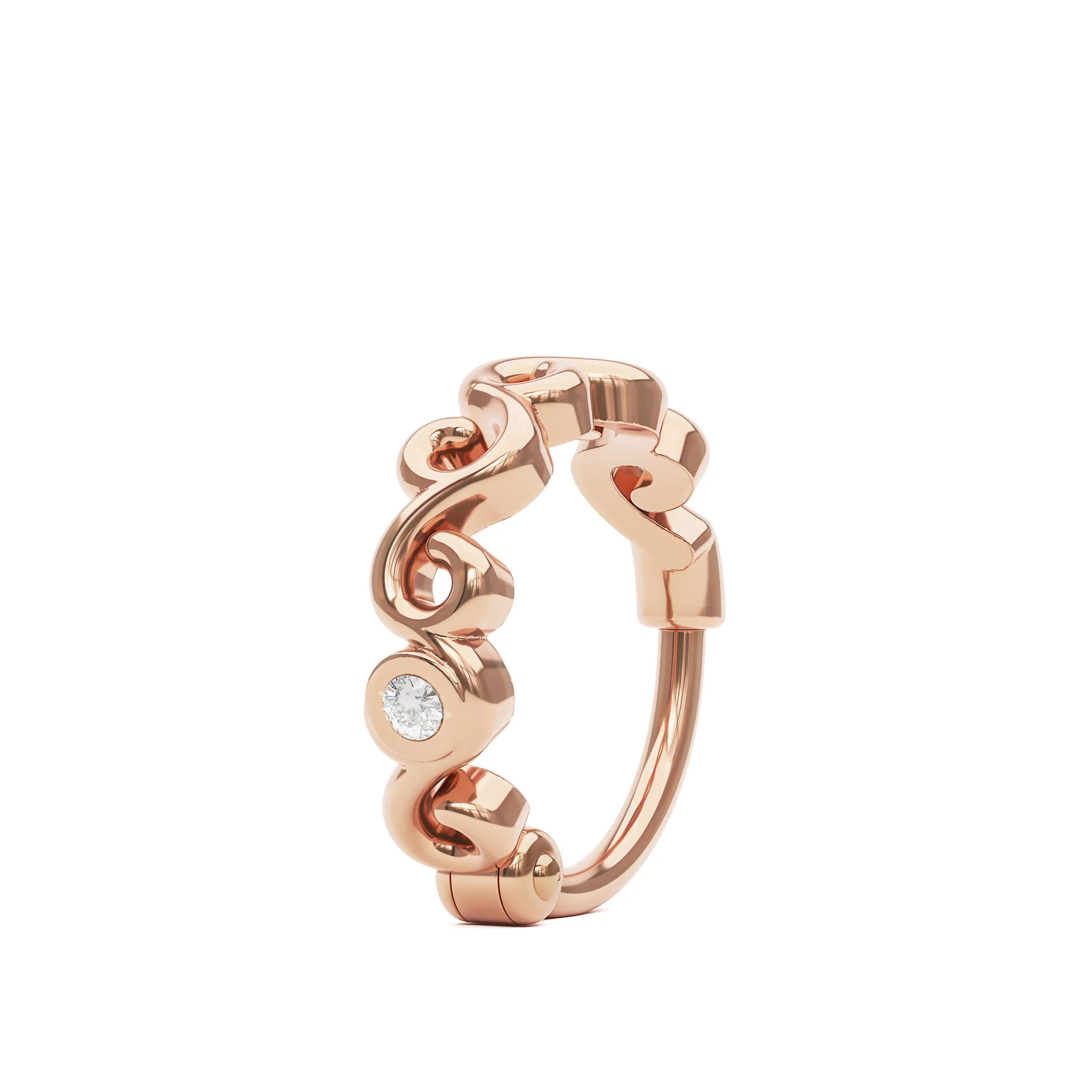 14K Gold Diamond Swirl Nose Ring