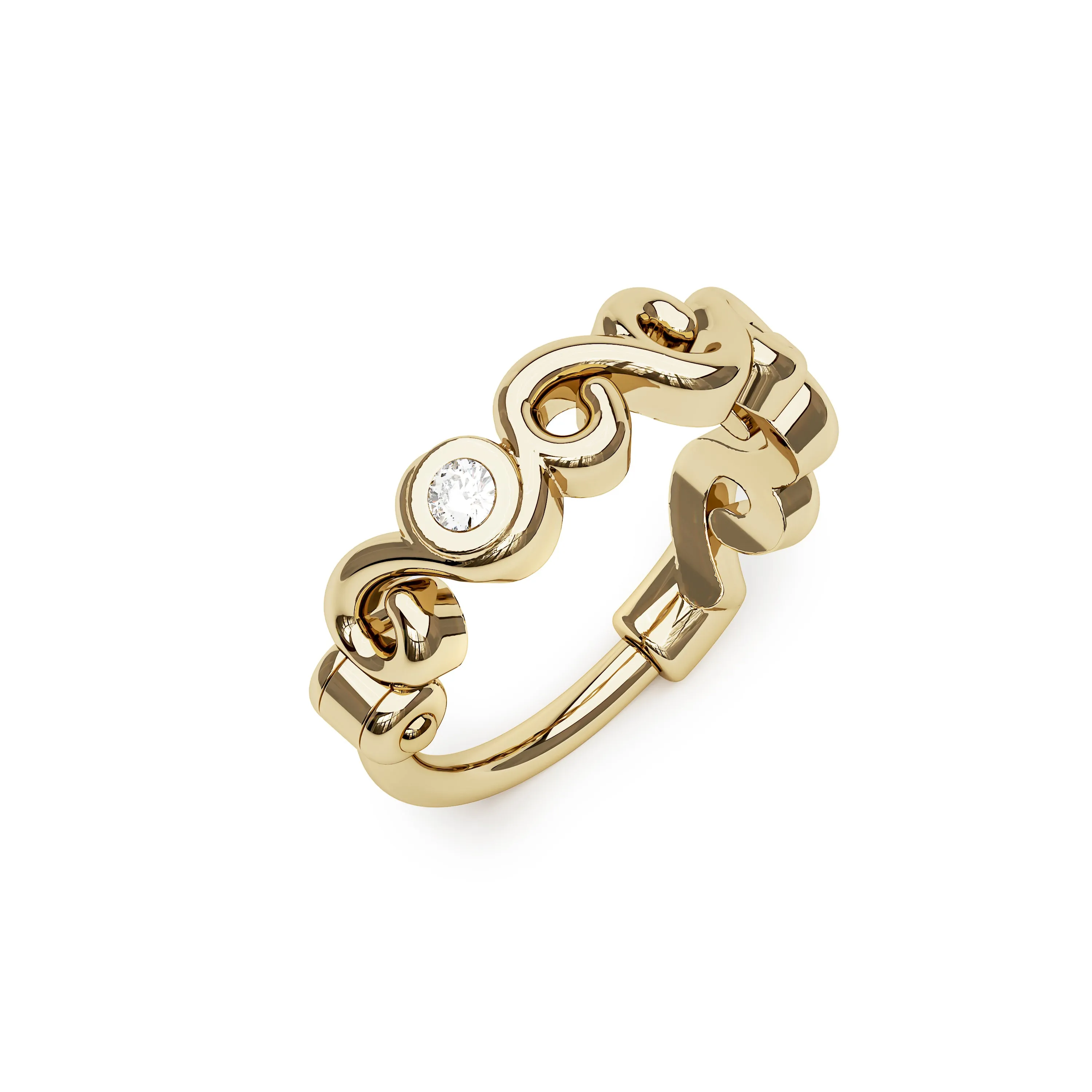 14K Gold Diamond Swirl Nose Ring