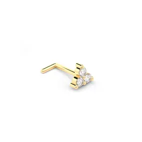 14K Gold Diamond Trinity Nose Stud