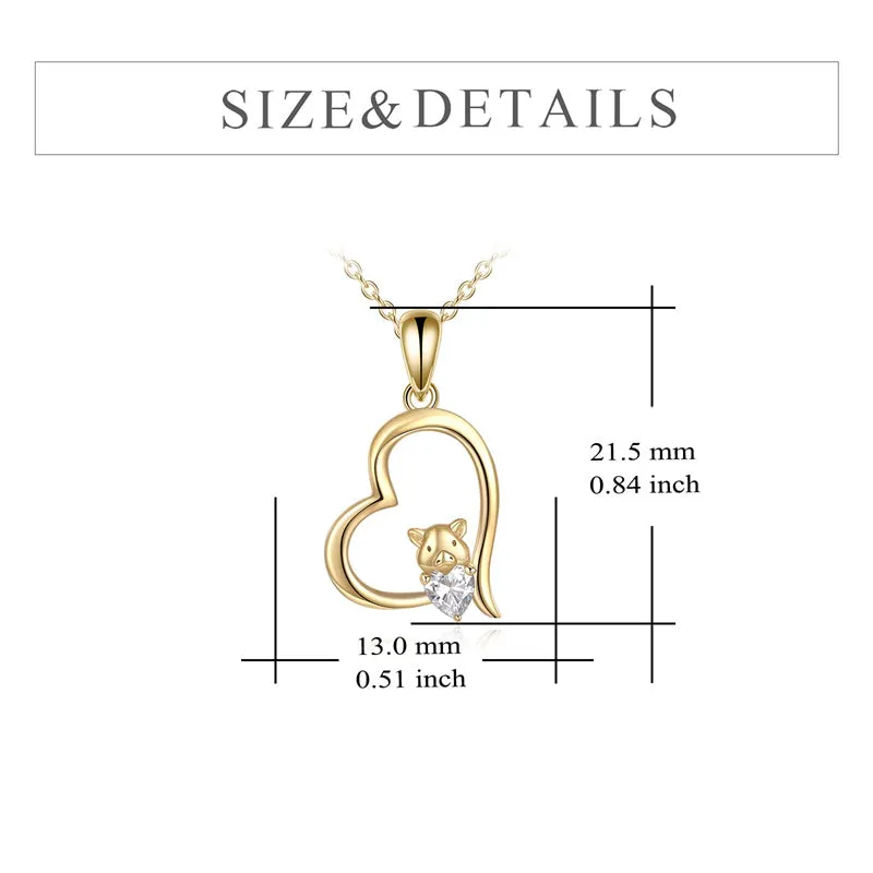 14k Yellow GoldPig Pendant Necklace Fine Animal Necklace Jewelry Gifts for Women Girls Gold Chain Length 16 1 1