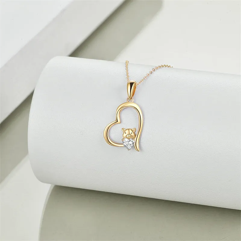 14k Yellow GoldPig Pendant Necklace Fine Animal Necklace Jewelry Gifts for Women Girls Gold Chain Length 16 1 1