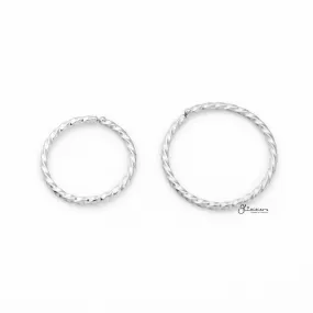 20GA Twisted Surgical Steel Rounded Ends Bendable Nose Rings - Silver