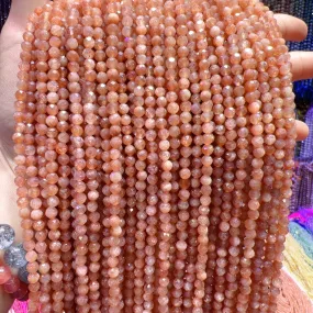 5mm Faceted Golden Sunstone Bead Strands Natural Crystal for DIY Jewelry Project