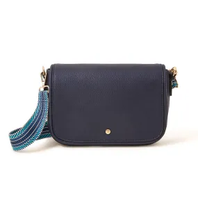 Accessorize London Women's Blue Webbing Strap Flap Sling Bag