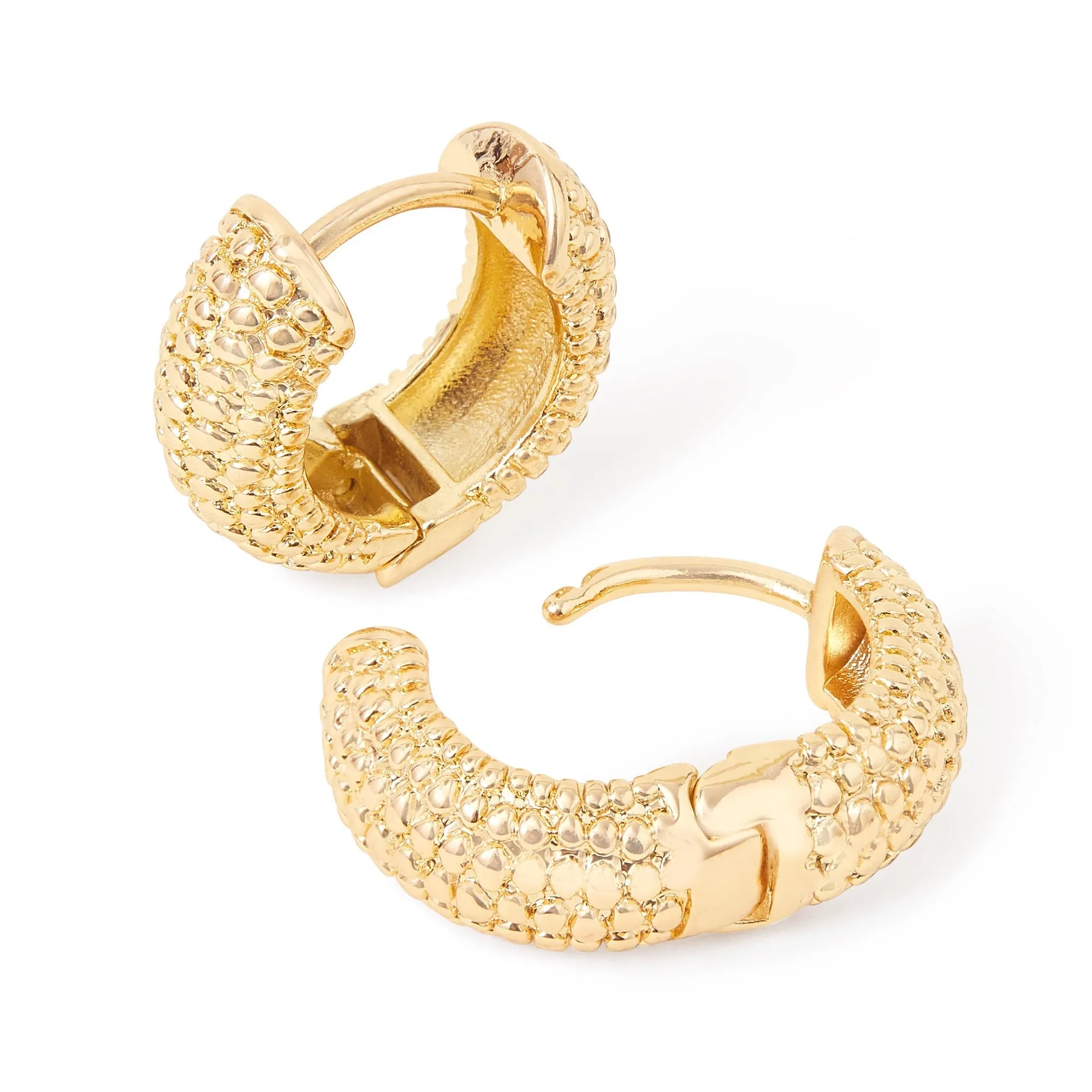 Accessorize London Women's Gold Mini Chunky Textured Hoop Earring