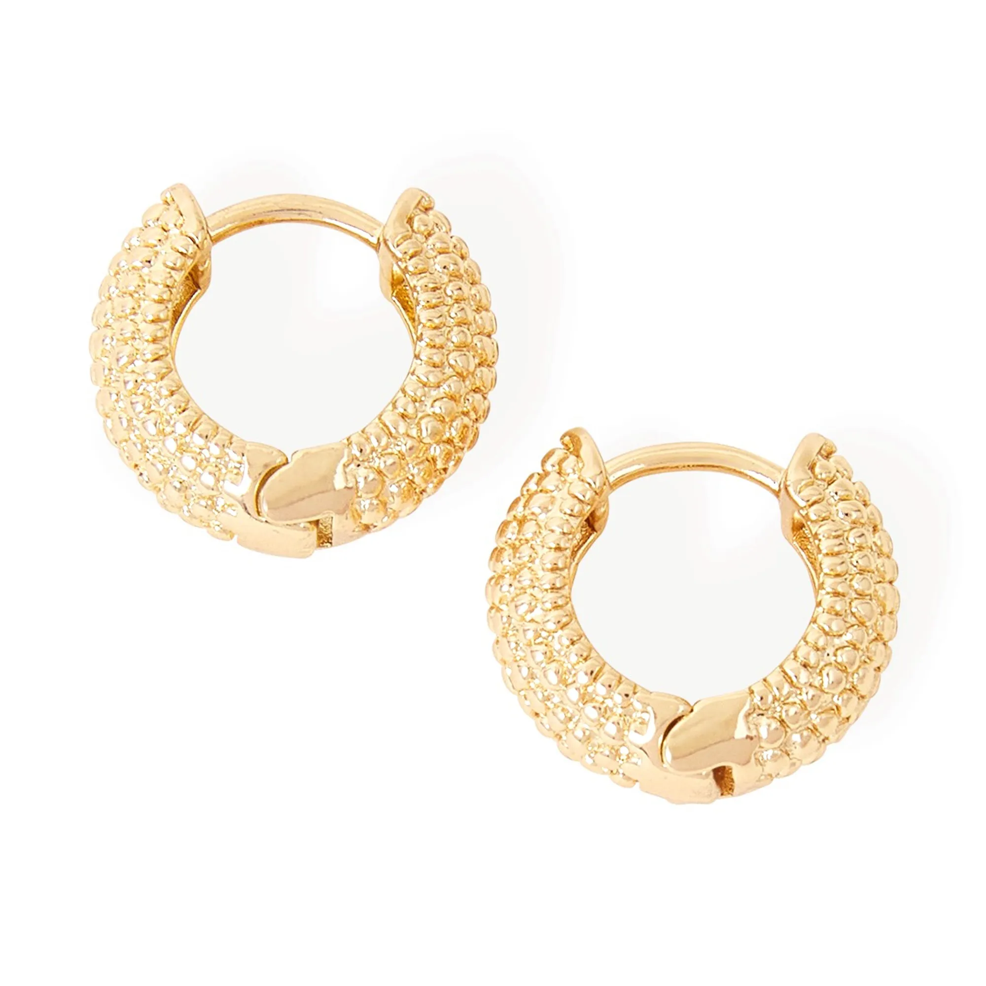 Accessorize London Women's Gold Mini Chunky Textured Hoop Earring