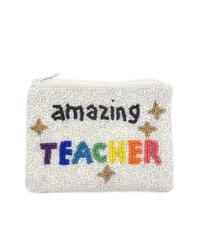 Amazing Teacher Beaded Coin Pouch