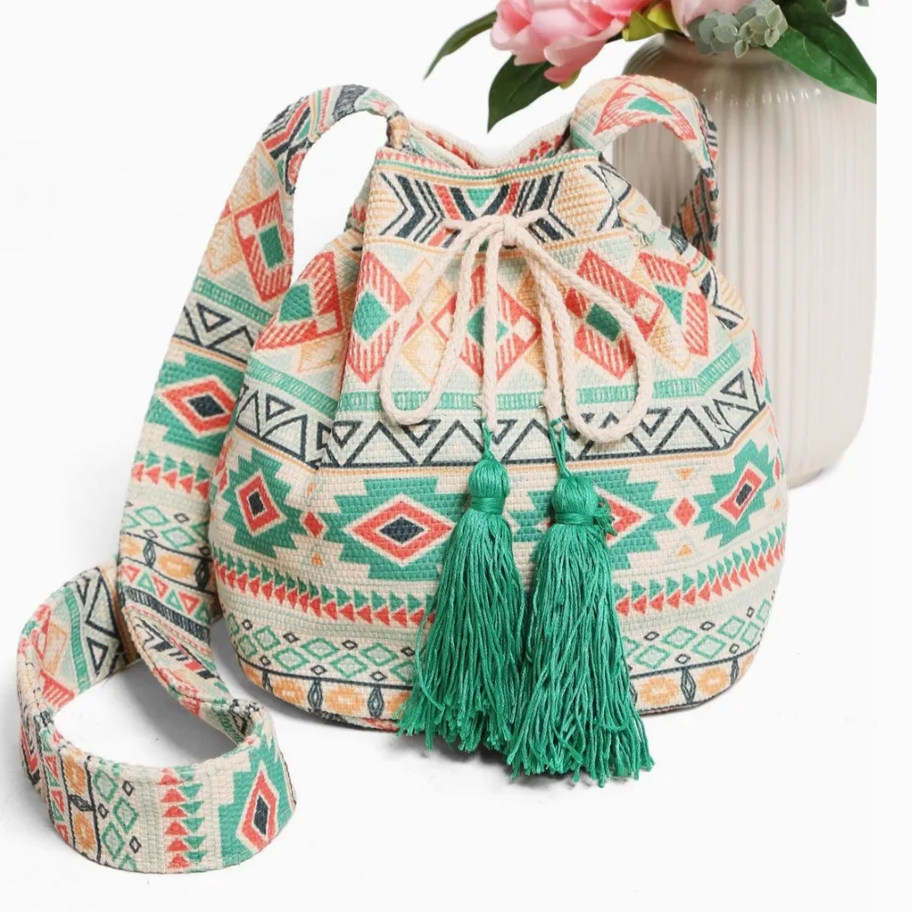 Amelia Patterned Crossbody Bucket Bag