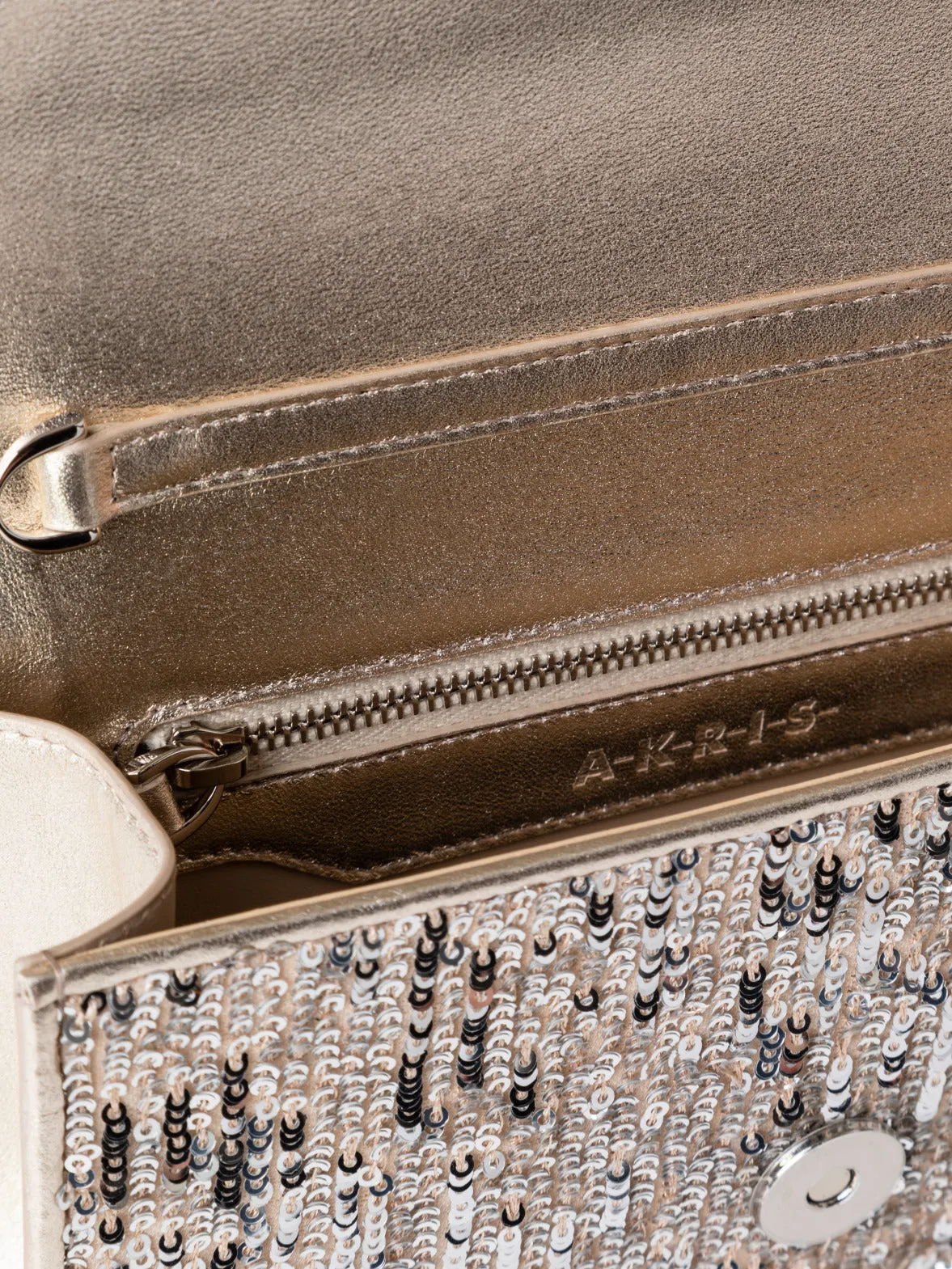 Anouk Mini Clutch in Sequins with Leather Trim