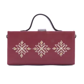 Aztec cherry hand embroidered designer clutch bag for women