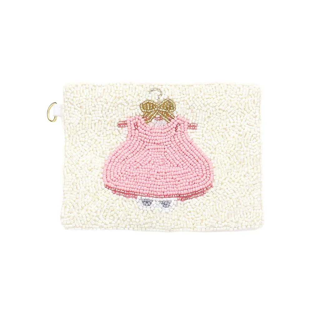 Baby Dress Seed Beaded Mini Pouch Bag