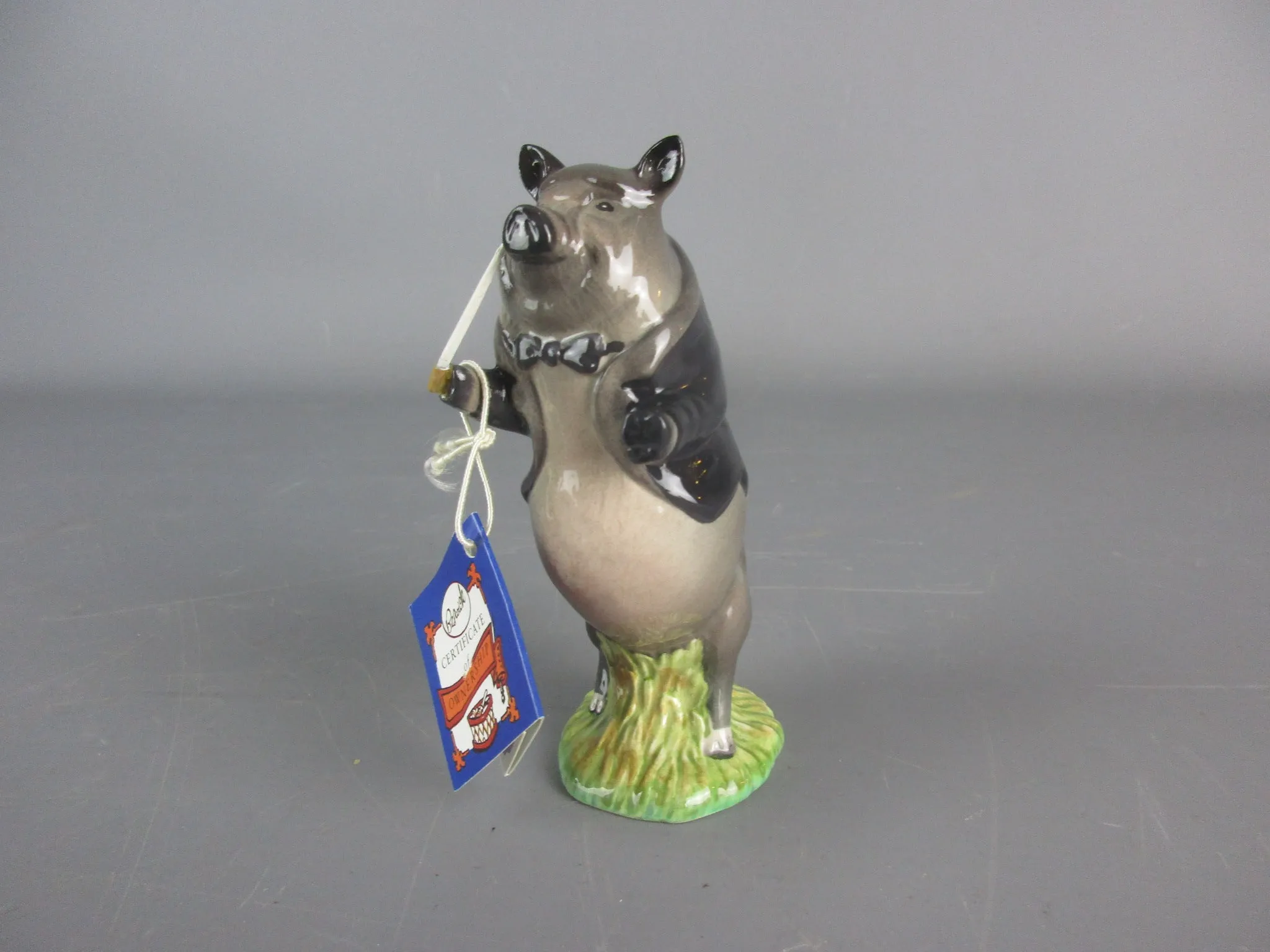 Beswick Ceramic Pig Conductor Figurine Vintage c1970