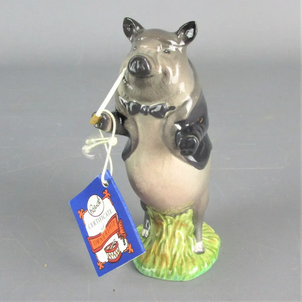 Beswick Ceramic Pig Conductor Figurine Vintage c1970