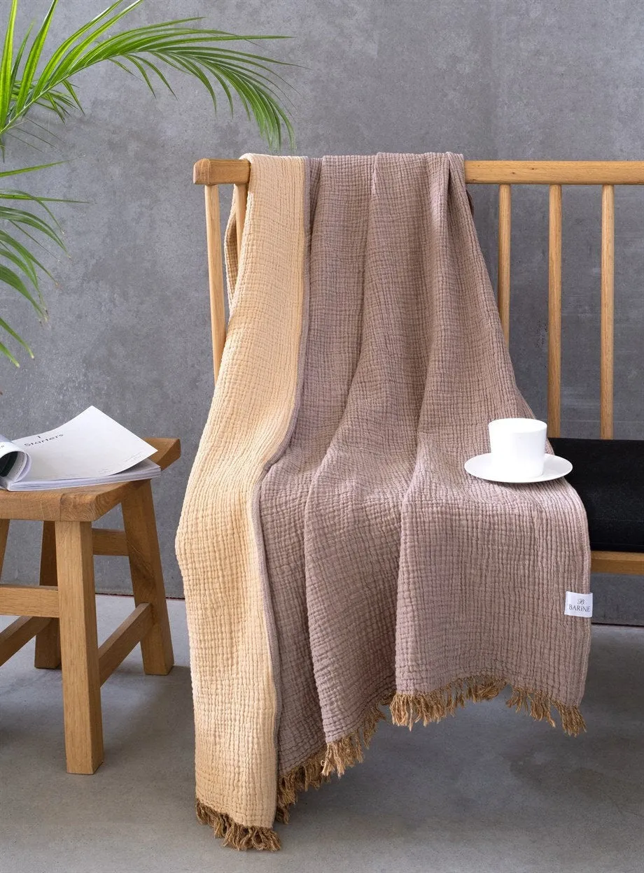 Boho Cotton Throw Blanket 130x170 Mocha/Caramel