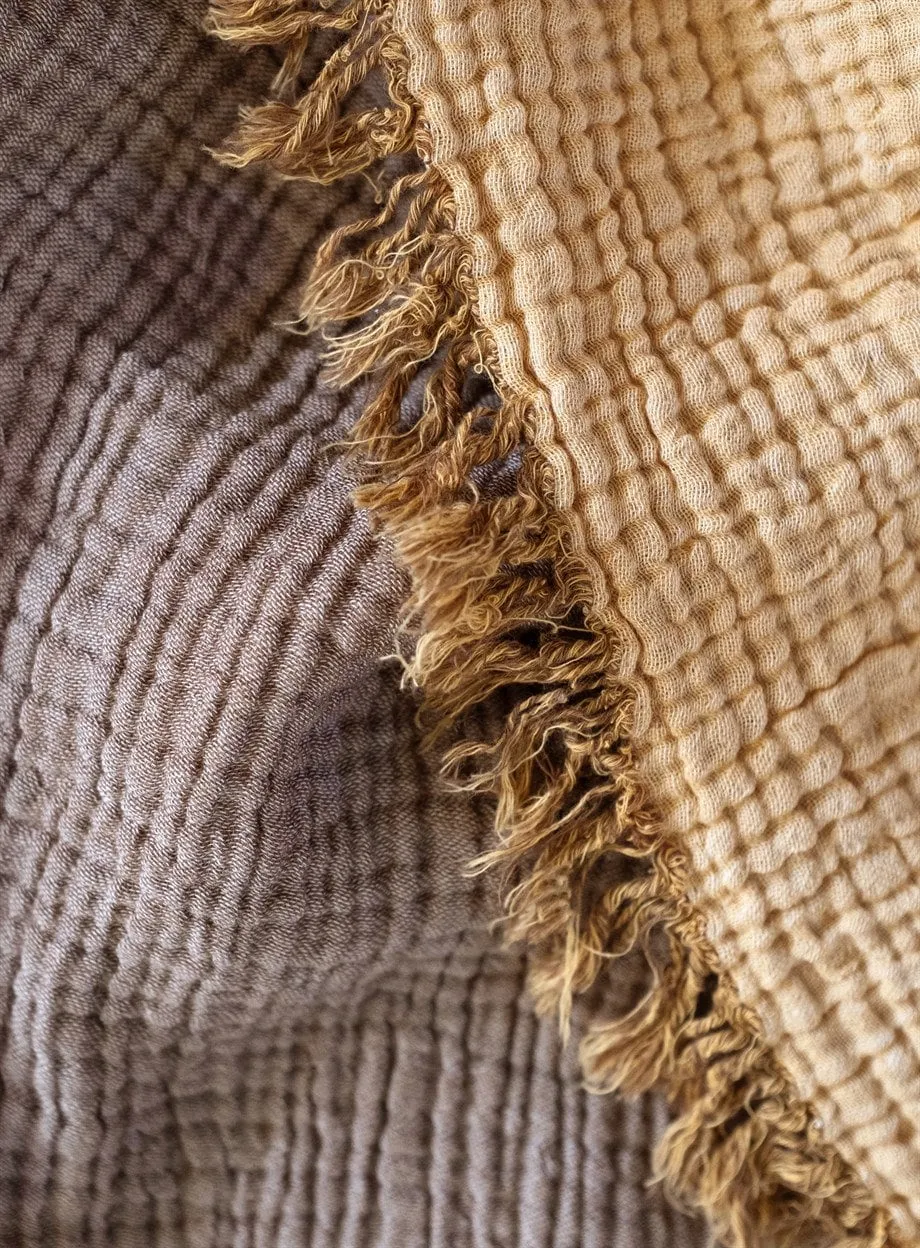 Boho Cotton Throw Blanket 130x170 Mocha/Caramel