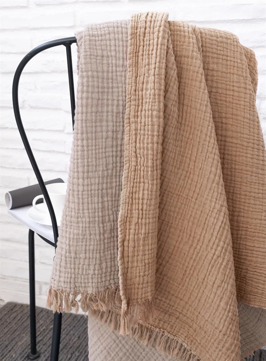 Boho Cotton Throw Blanket 130x170 Mocha/Caramel