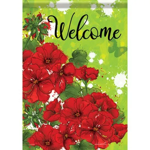 Bright Geraniums - Garden Flag