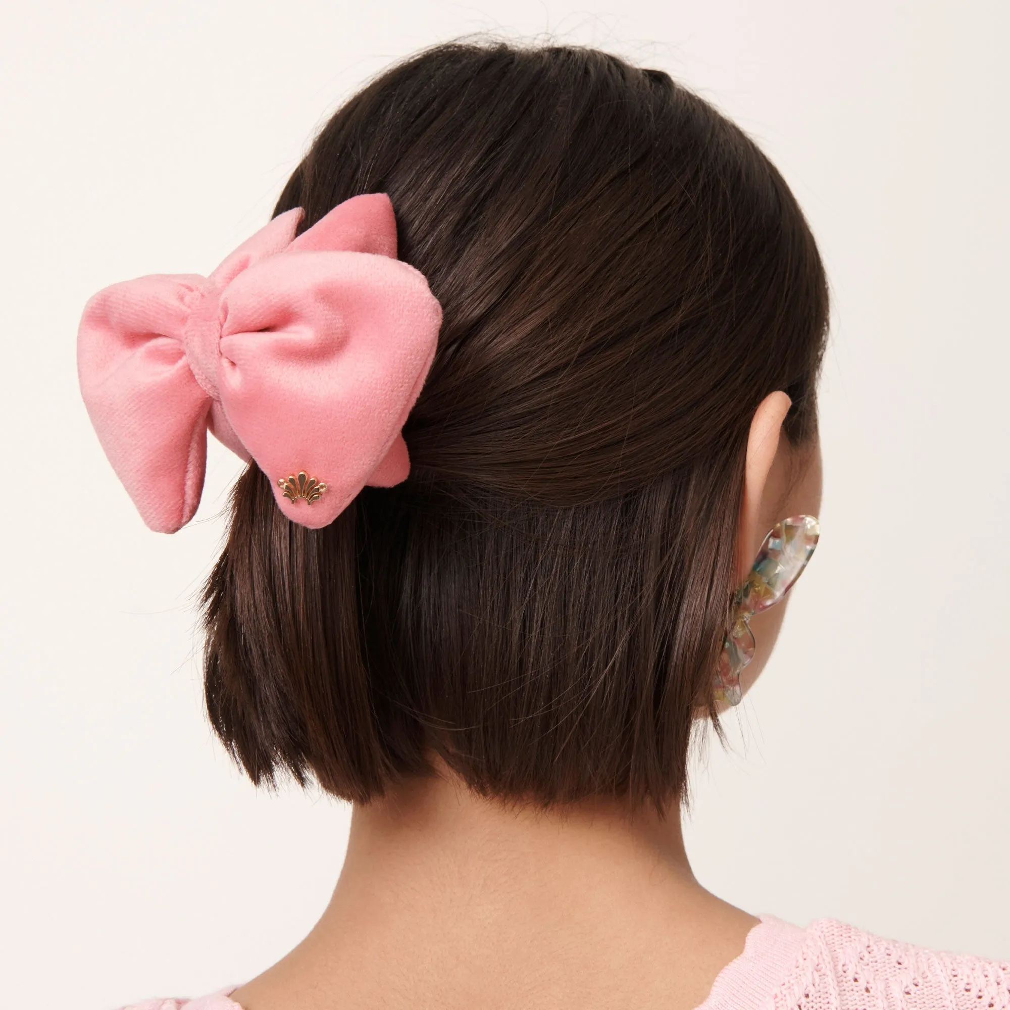 BUBBLEGUM VELVET SIMONE BOW CLIP