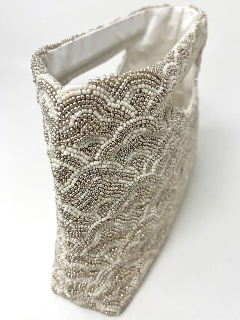 Champagne Clouds Hand-Beaded Clutch