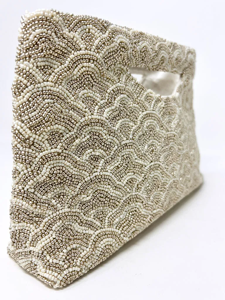 Champagne Clouds Hand-Beaded Clutch