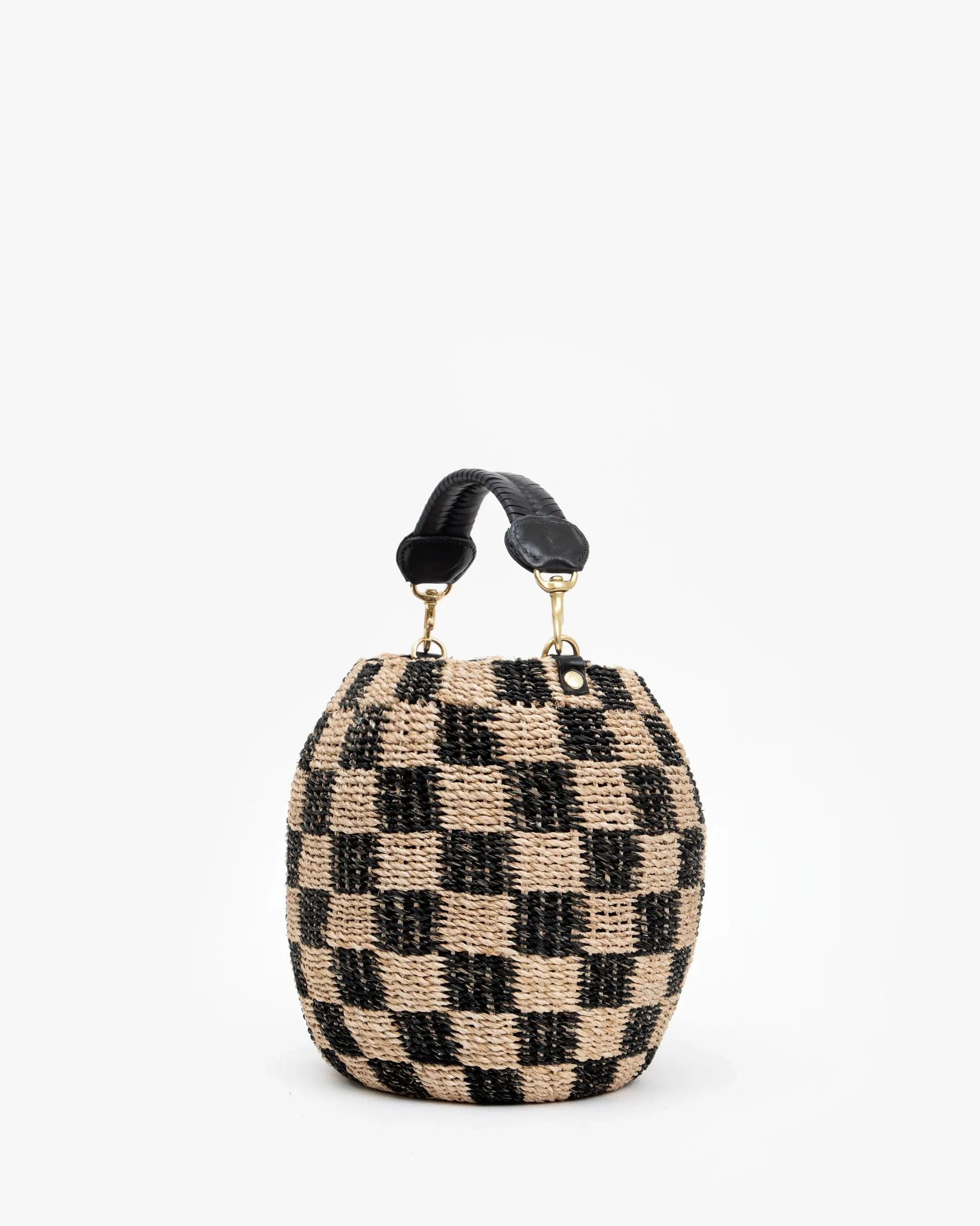 CLARE V. Pot de Miel Black & Natural Checker