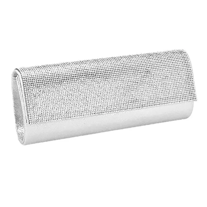 Crystal Cover Shimmery Evening Clutch Bag Metal Chain Strap