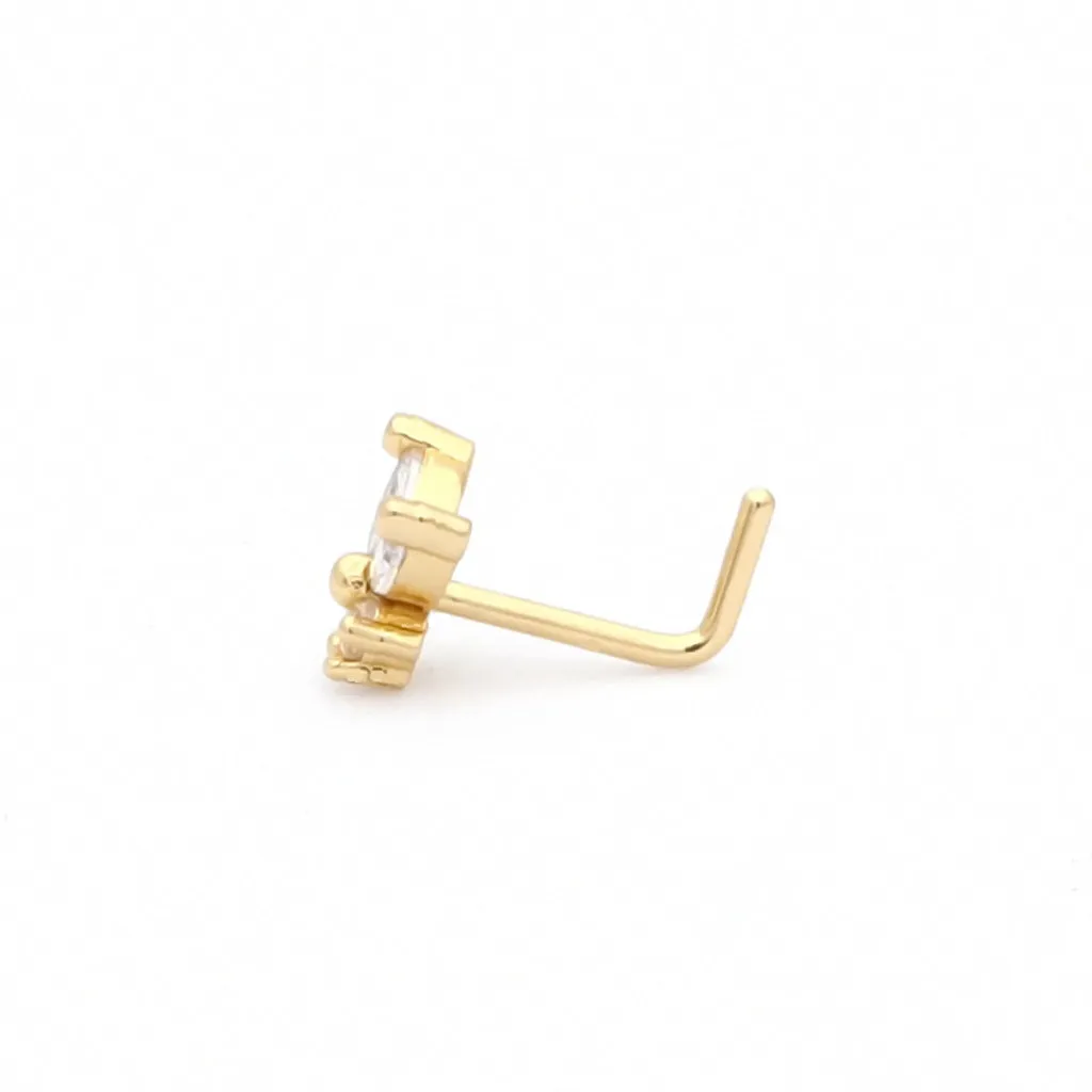 C.Z Butterfly L Bend Nose Stud - Gold