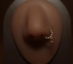 Dangle Fire Star Gem Nose Hoop Ring