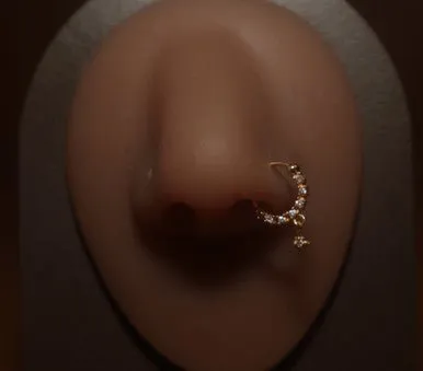 Dangle Fire Star Gem Nose Hoop Ring