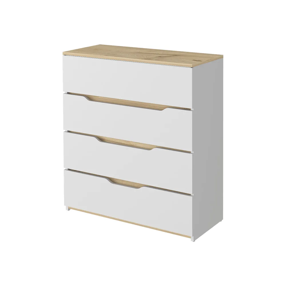 Dresser Oboe Superior Top 4 Drawers White/Light Oak