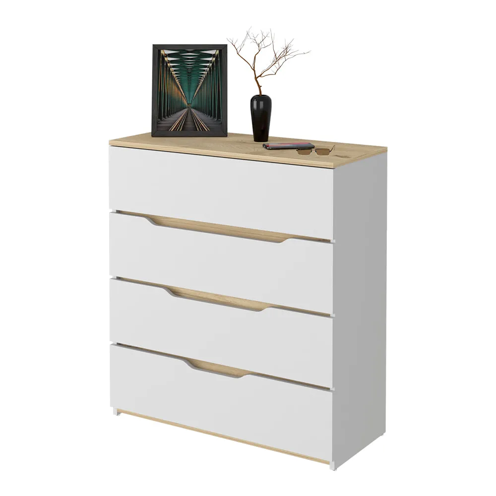 Dresser Oboe Superior Top 4 Drawers White/Light Oak