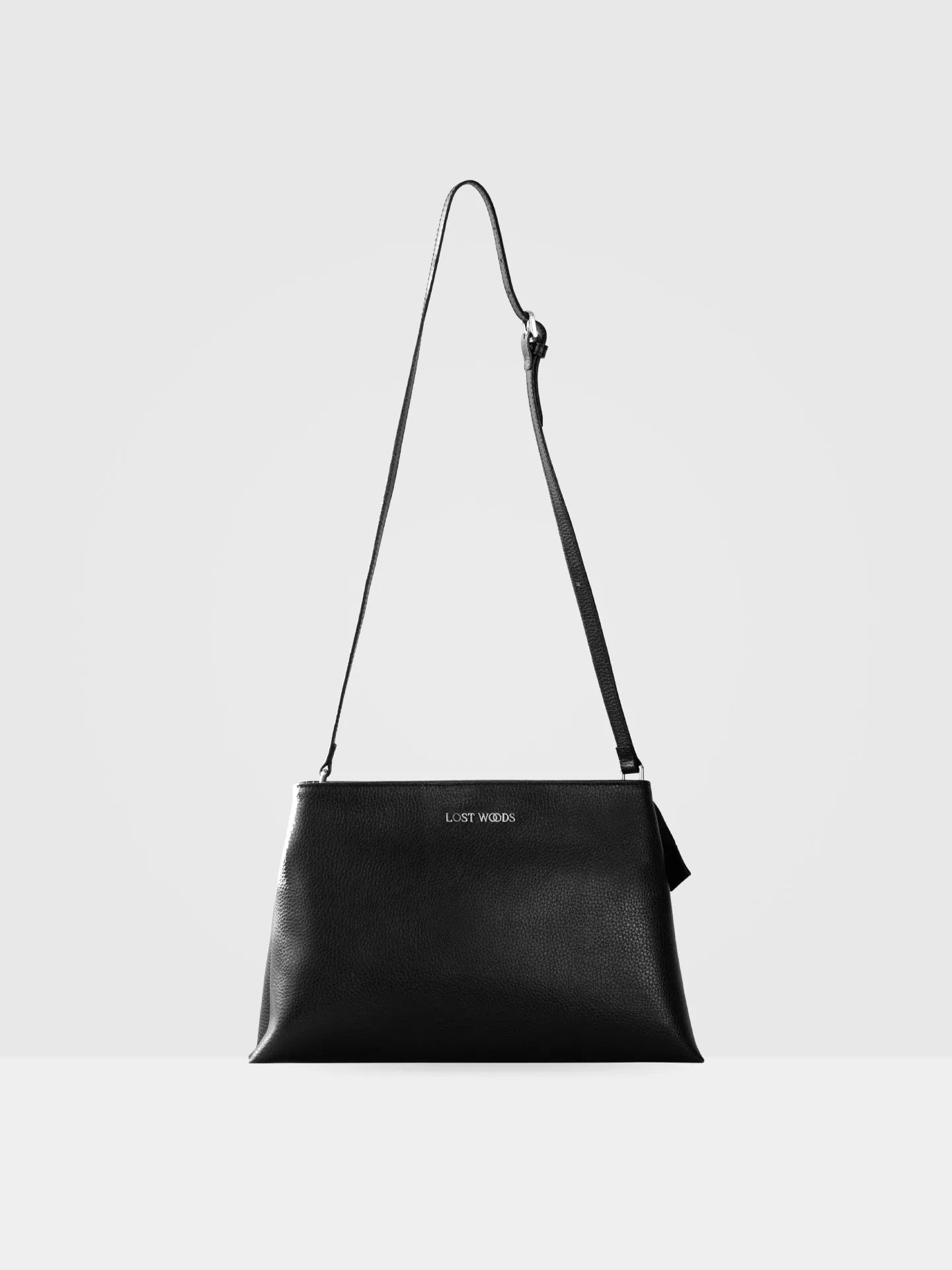 Elm MIRUM Leather Vegan Crossbody Bag | Black & Silver