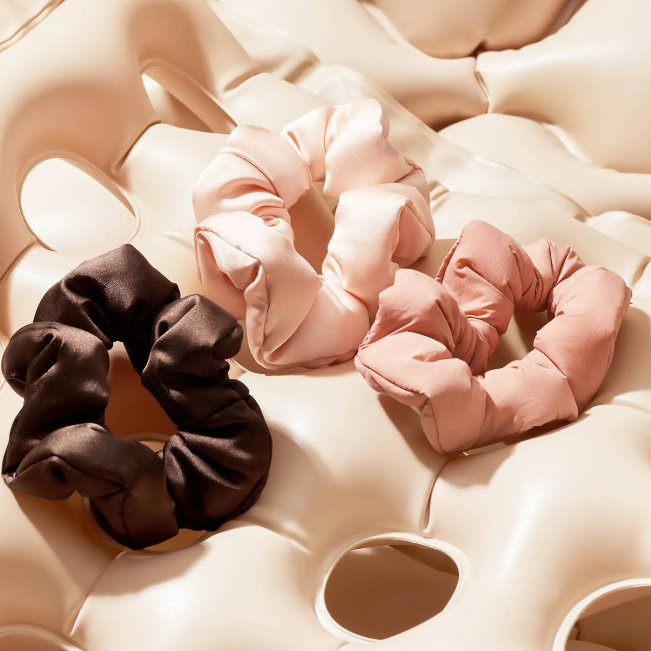 Fabric Puffy Scrunchies 3pc Set | Rosewood