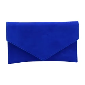 FABUCCI Royal Blue Suede Envelope Clutch Bag