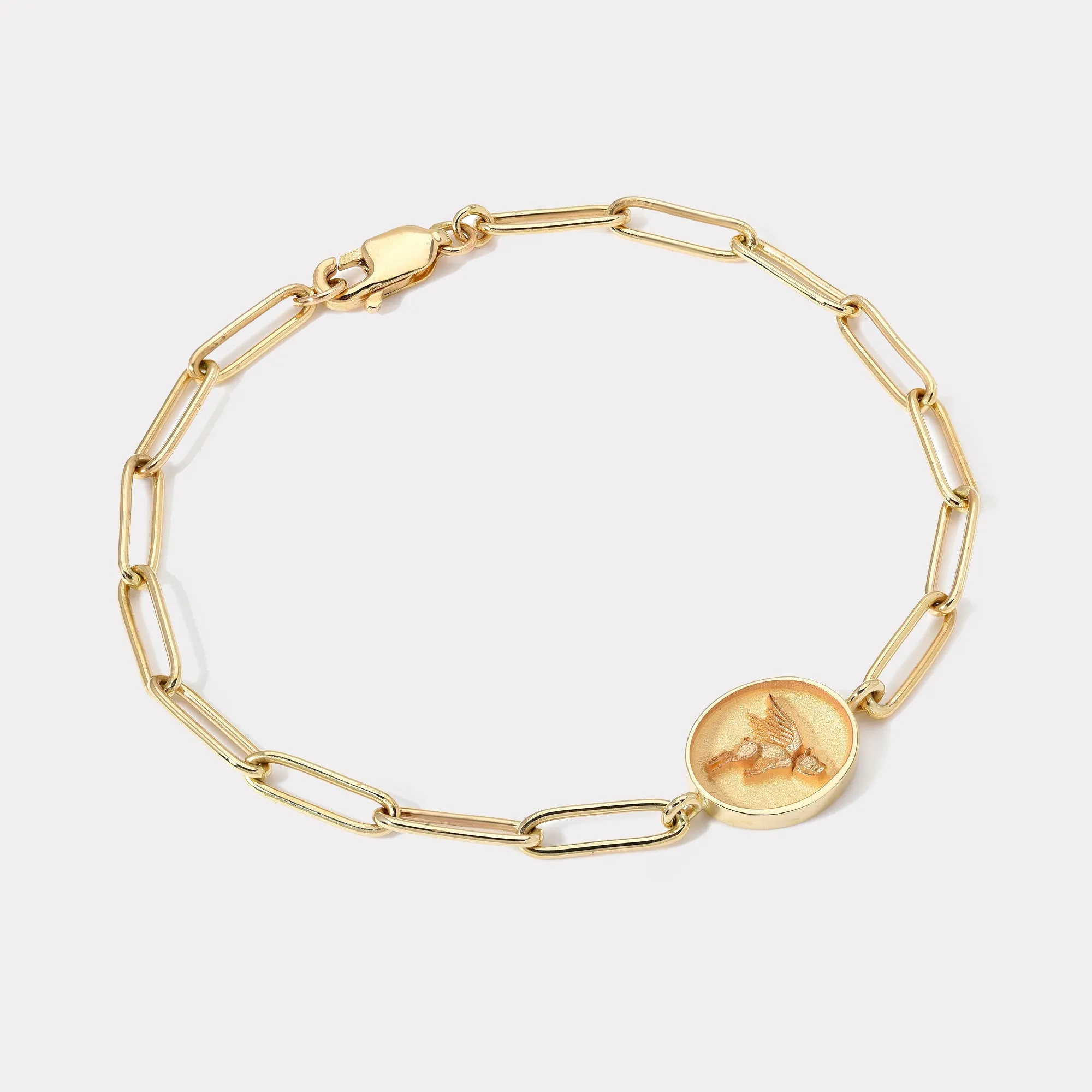 Fantasy Signet Link Bracelet - Flying Pig