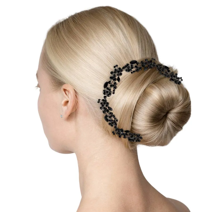 Floral Marquise Stone Accented Bun Wrap Headpiece