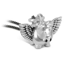 Flying Pig Necklace - Silver