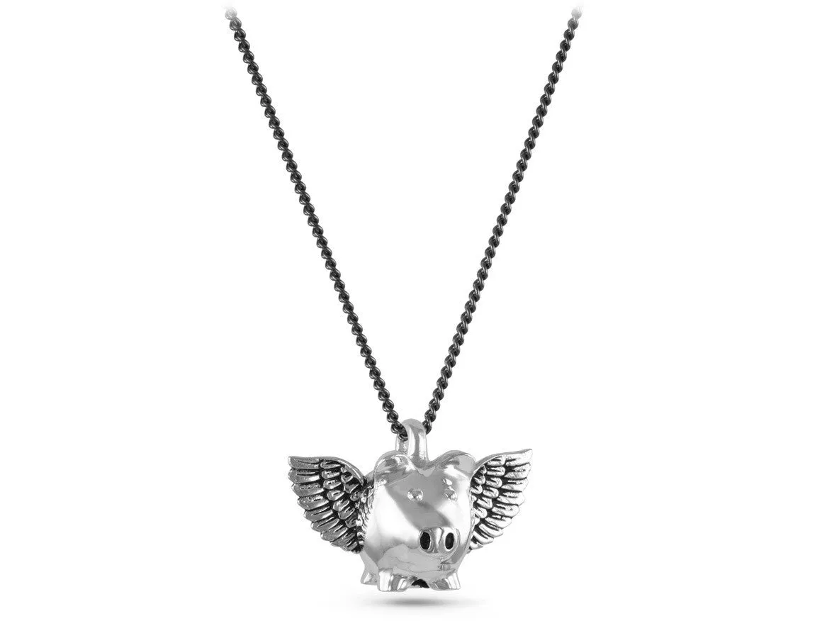 Flying Pig Necklace - Silver