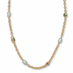 French Gem-set, Colored Diamond and Baroque Pearl Necklace