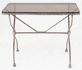 French Steel Garden Table with Glass Top