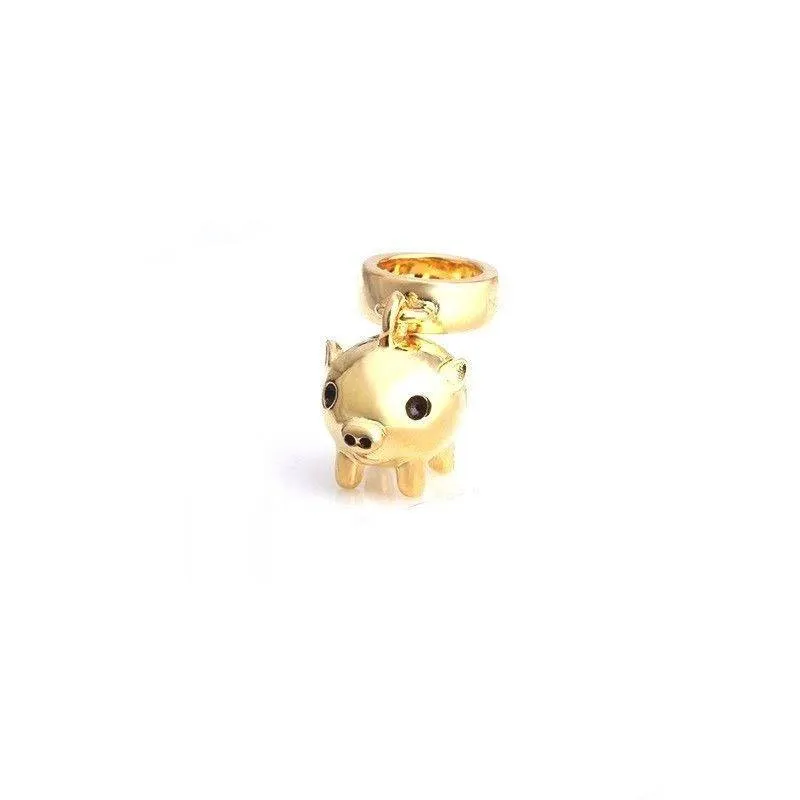 Golden Pig Charm 925 Sterling Silver