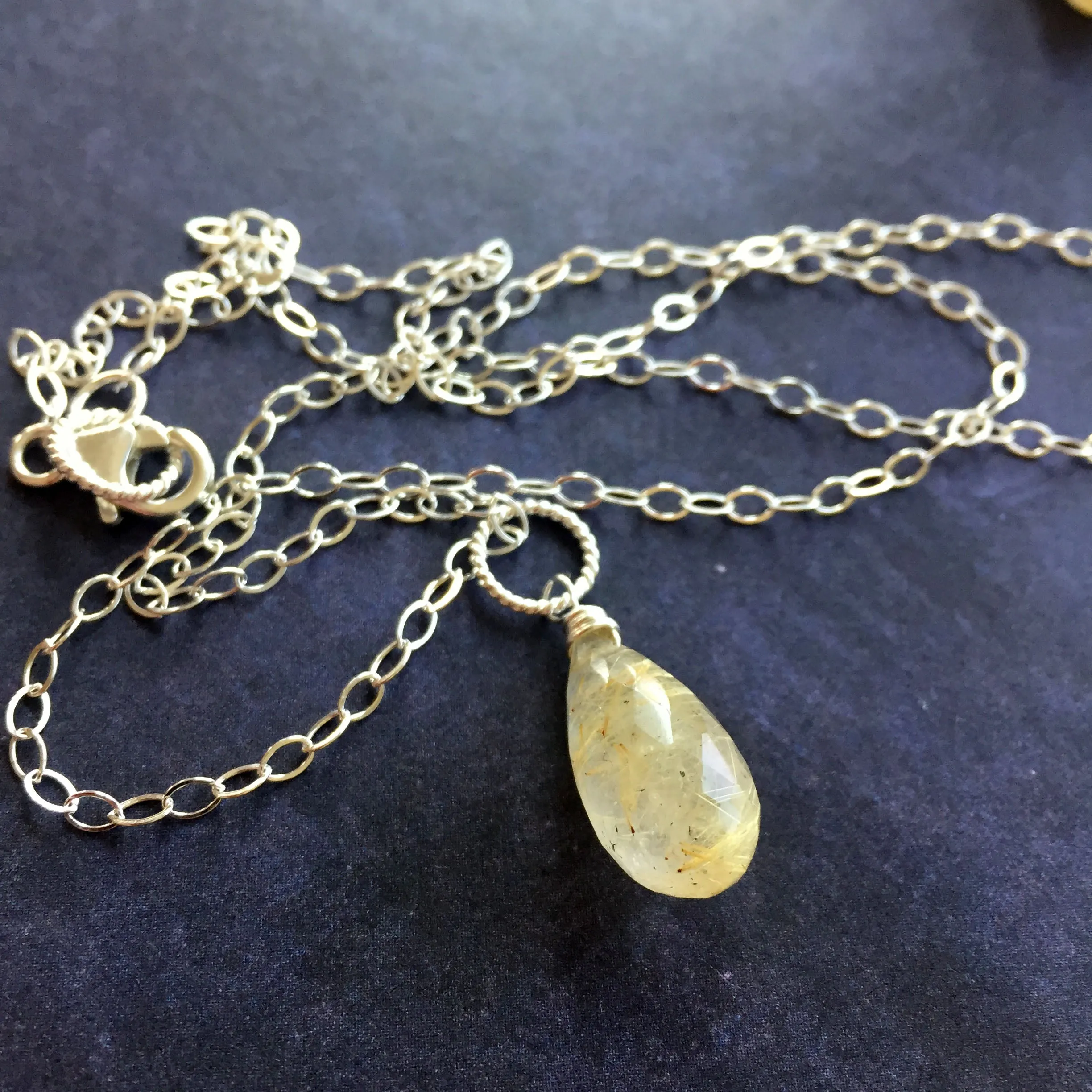 Golden Rutilated Quartz Necklace, OOAK