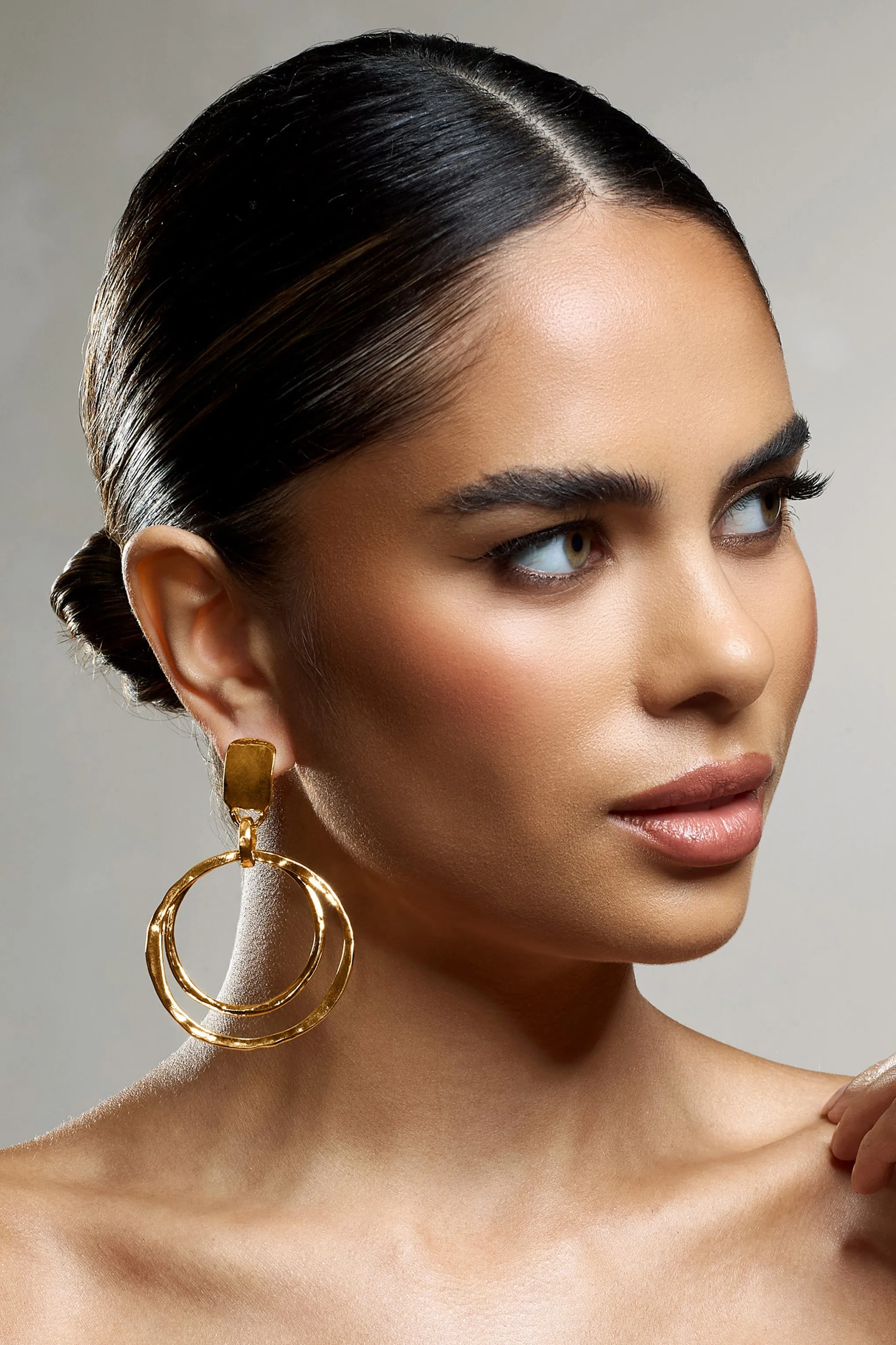 Hana | Gold Layered Circular Drop Earrings