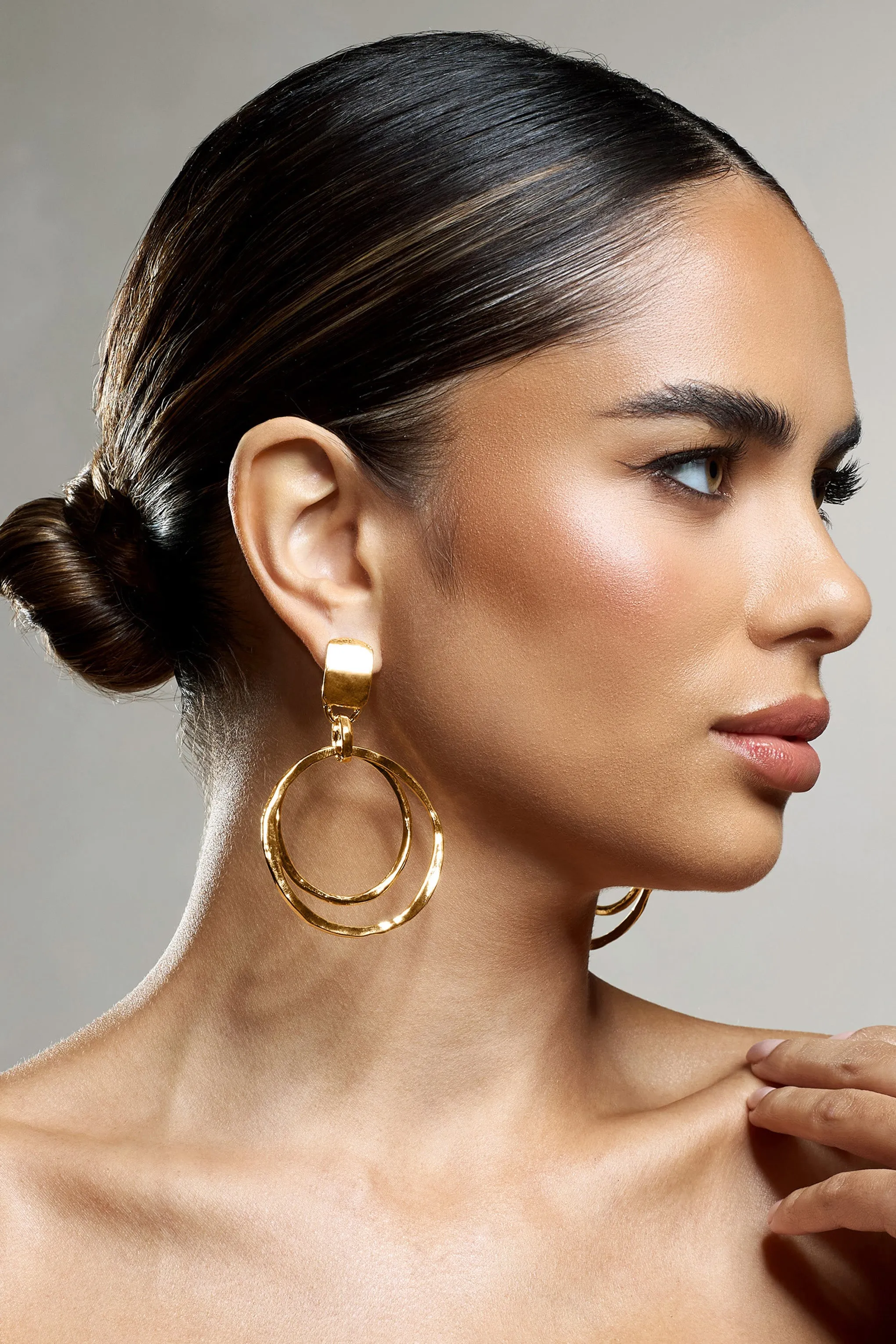 Hana | Gold Layered Circular Drop Earrings