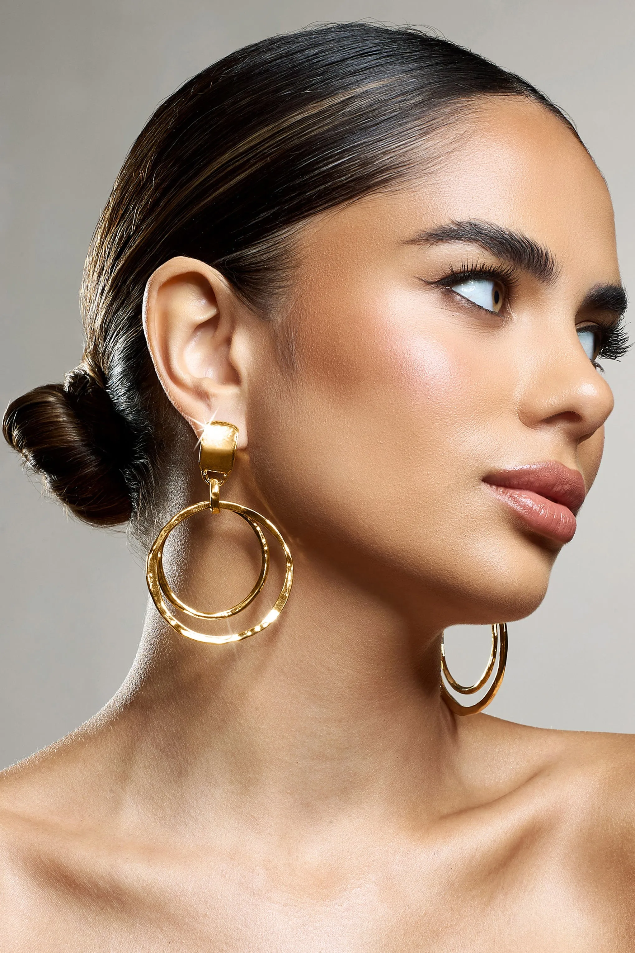 Hana | Gold Layered Circular Drop Earrings