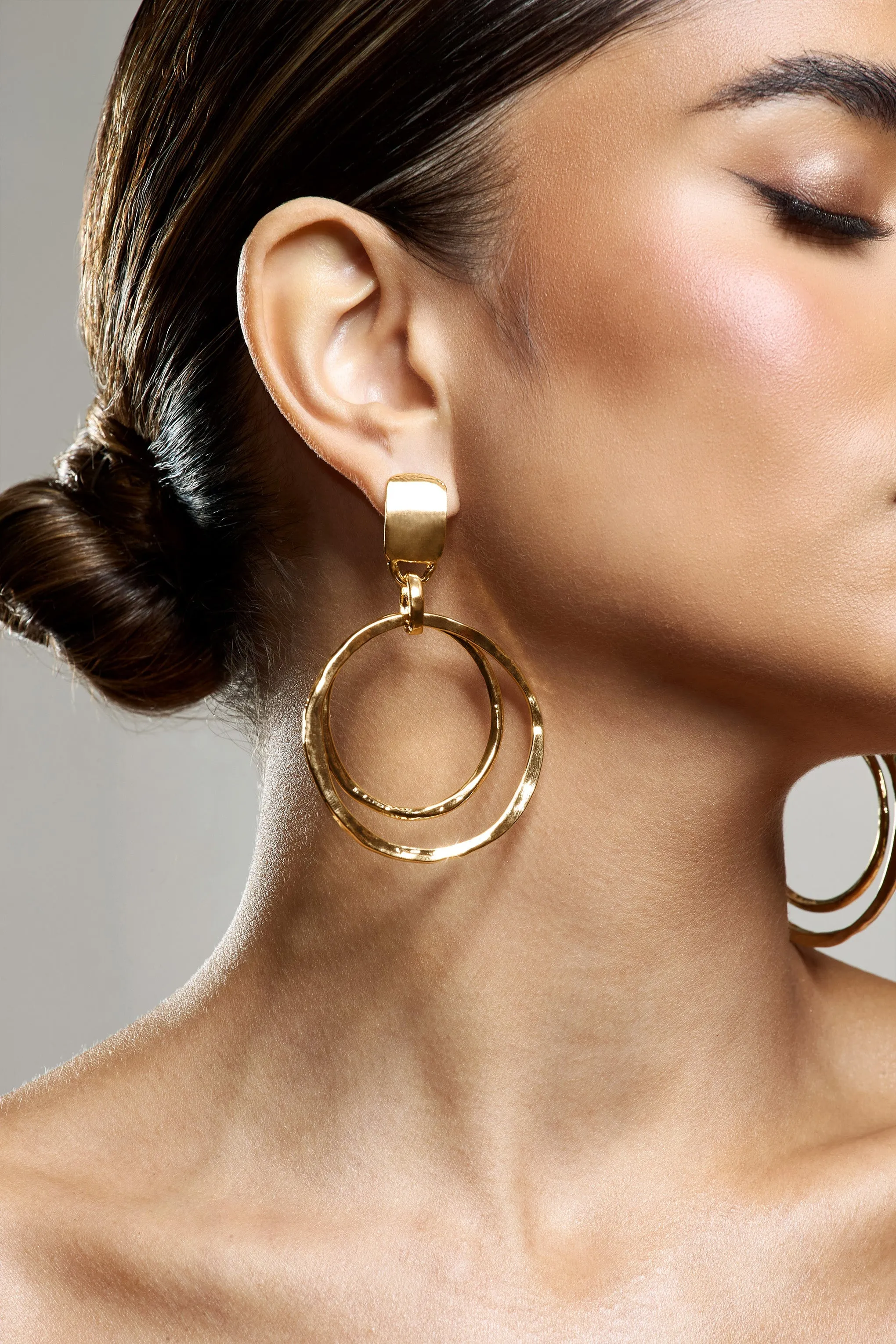 Hana | Gold Layered Circular Drop Earrings