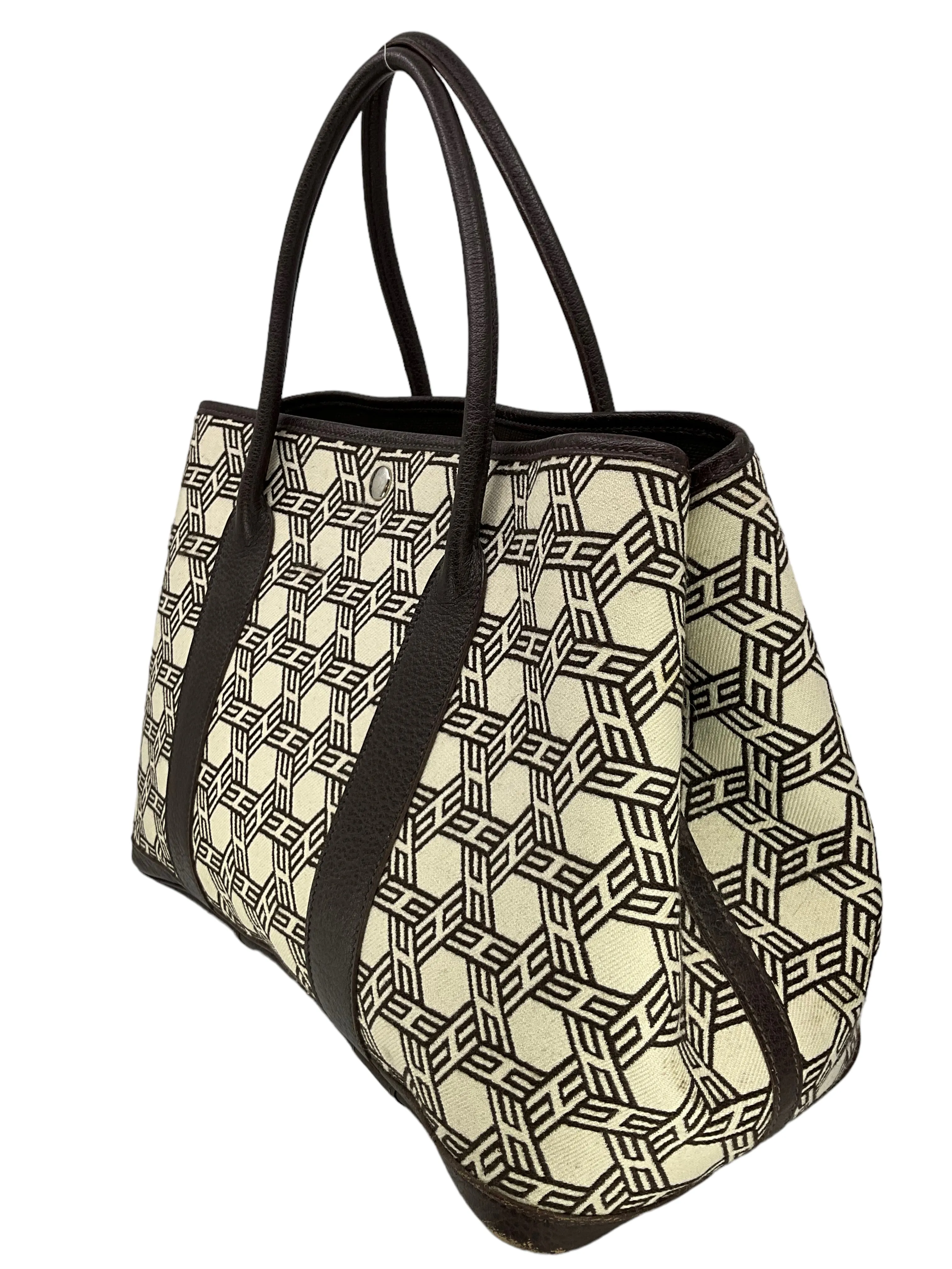 HERMES Mosaic Canvas Garden Party Tote Bag