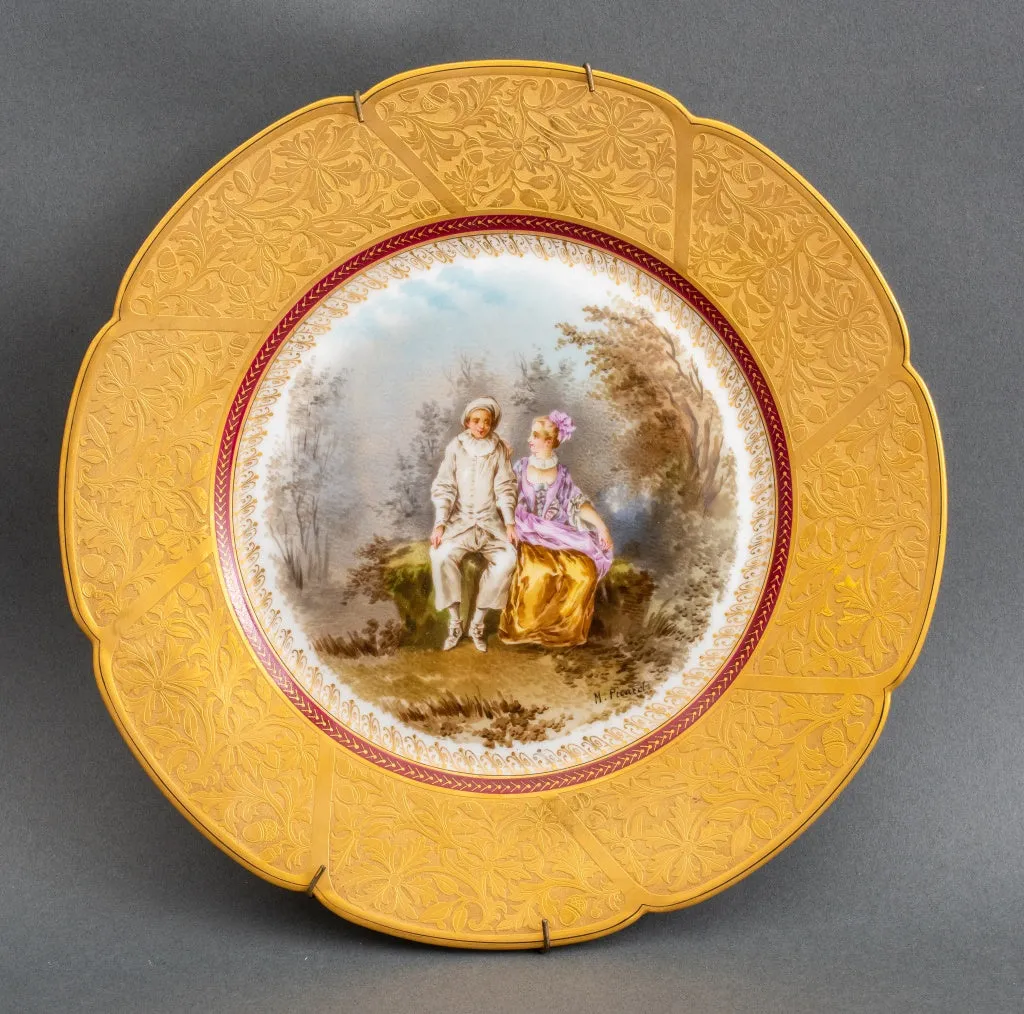 Set of 2 Elegant Jules Etienne French Porcelain Plates - Exquisite Design and Timeless Style